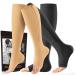 Cerpite compression stockings with zipper-2 pairs of open toe compression stockings for men and women 15 20 mmHg S-M Black/Nude compression stockings
