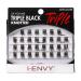 iENVY False Eyelashes Triple Black Knotted Individual Trio Lashes 3X Volume Reusable Eyelash Clusters (M/L)