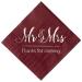 Crisky Wedding Napkins Mr Mrs Burgundy Silver Cocktail Beverage Dessert Disposable Napkins for Wedding Shower Engagement Party Decorations, Wedding Table Decor, 100 Pcs, 3-Ply BurgundySilver