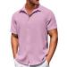 Shop Light Pink Men's Hawaii Shirt - Revers Waffle Summer T-Shirt Oversized Big Sizes Short-Sleeved Beach Shirt Perfect for Holidays | 7XL Leisurewear - Buy Online on GoSupps.com