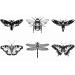 Dopetattoo 6 Sheets Temporary Tattoo Realistic Insects Death's-Head Moth Dragonfly Fake Tattoos Neck Arm Chest for Women Men Adults