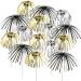 100 Pieces Firework Cupcake Toppers Graduation Foil Frill Toothpicks Holiday Cake Decorations 9 Inch Shape Food Picks for Halloween Party Favors Supplies (Black Gold Silver)