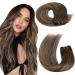 Moresoo Weft Hair Extensions Real Human Hair Balayage Sew in Hair Extensions Dark Brown Ombre to Caramel Blonde Double Weft Hair extensions 18 Inch 100g/Pack #4/27/4 18 Inch(Pack of 1) WEFT #4/27/4