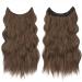 FESHFEN Invisible Wire Hair Extensions | Adjustable Size, 2 Secure Clips | Long Wavy Synthetic Hair Piece 20 Inch Brown - Perfect Secret Headband Hairpieces for Women - Buy Online on GoSupps.com
