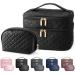 Make up bag 2 pieces Maange portable travel cosmetic bag waterproof PU leather make -up bag cosmetic bag Multifunctional cultural bag for women (black)