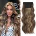 FESHFEN Clip-In Extensions 4 Pieces 50 cm Hair Extensions with Clips Synthetic Wavy Hair Extensions Medium Brown/Blonde Highlights Wavy Hair Extensions Clip in Hairpiece for Women 180 g