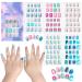 Siusio 120pcs 5 Pack children acrylic fake nails press on pre-glue full cover glitter gradient color short wrong nail art kits sets big gift for children little girl-mermaid beach mermaid beach series