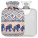 Naanle stripes elephant ethno hot water bottle with reference heat and cold therapy Transparent hot water bottle 2l large hot hot water bottle for bed hand feet heat pain relief