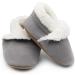 Dotty Fish Suede Baby Slippers | Warm Fleece Lined Infant Toddler Shoes | Non-Slip Soft Sole Boys Girls 0-6 Months - 5-6 Years | Pale Grey - Buy Online on GoSupps.com