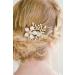 BERYUAN Women Pearl Hair Clip Gold Leaf Flower Barrette Wedding Hair Accessory Gift for Her Party Headpiece for Bride Bridesmaid Girls (Gold)