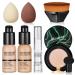 SIGHTLING 30ml Foundation Liquid Full Coverage 24HR Matte Oil Control Concealer (Nude & Buff Beige) with Face Primer & Air Cushion CC Cream Mushroom Head Foundation & Makeup Brush & Makeup Sponges