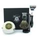 5 Pc Mens Shaving Kit 5 Edge Razor With Black Badger Hair Shaving Brush Stand Soap and Stainless Steel Bowl Perfect Set For Men