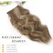 FESHFEN Invisible Wire Hair Extensions 16 Inch Caramel Brown Mixed Ash Blonde - Adjustable Size, Clips, Long Wavy Synthetic Hair Headband for Women - Buy Online on GoSupps.com
