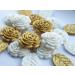 12x White Gold Roses Leaves Cake Toppers Edible Birthday Christening Gold Wedding Anniversary Cake Decorations Sugar Flowers Cupcake Toppers - Buy Online on GoSupps.com
