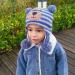 KAKU NANU Toddler Winter Hat with Double Pom Pom | Earflap Beanie for Boys and Girls 2-4 Years | Fleece Lined | Blue-Grey - Buy Online on GoSupps.com