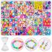 480 Pcs Fruit Flower Polymer Clay Beads, 24 Styles Trendy Cute Smiley Bead Charms for Bracelets Jewelry Necklace Earring Making with Elastic String