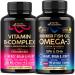 NUTRAHARMONY Vitamin B Complex Capsules & Omega 3 Fish Oil Softgels