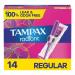 Tampax Radiant Plastic Tampons Regular Absorbency Unscented 14 Count
