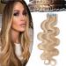 Rich Choices Tape in Extensions Real hair Welled 40PCs - 80g Remy Real Hair Hair Extension Extensions Real Hair Tape In Aschblond/Weißblond #18/613 35cm