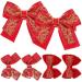 Beaupretty 3 Pairs Bow Hairpin Girl Hair Bow Red Hair Bow Girl Hair Accessories Red Bow Hair Clip Chinese Hair Barrettes Hair Claw Clips Bow Hair Clips Decorate Christmas Baby Girl Fabric