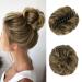 Sofeiyan Claw Clip Messy Bun Hairpieces Wavy Curly Hair Bun Clip in Claw Chignon Ponytail Hairpiece Tousled Updo Hair Extensions Synthetic Scrunchie Hair Piece for Women Golden Brown & Light Blonde