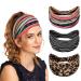 MuForu Wide Headbands for Women Boho Fashion Women s Headbands Knotted Elastic Turban Headband for Women's Hair Stretch Non Slip Headbands Hair Accessories for Sport Yoga Workout Casual 3 Pack Striped 3 Pack