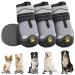 Slowton dog shoes Paw protection 4 pieces of breathable dogs shoes outdoor with non-slip sole adjustable reflective Velcro fastener Hunde boots for small medium and large dogs size 4: width 5.5 cm C.Schwarz-gray-activity (4 pieces)