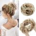 MY-LADY Messy Hair Buns Extensions Scrunchies Thick Hair Pieces Updo Wavy Curly Ponytail Donut Hair Chignons Hairpiece 55g Strawberry Blonde mix Platinum Blonde L Strawberry Blonde mix Platinum Blonde