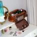 Elviros Men's Large PU Leather Toiletry Bag - Water-Resistant Travel Shaving Dopp Kit Organiser for Bathroom Toiletries - Brown Cosmetics Bag - Buy Online on GoSupps.com