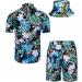TUNEVUSE Mens Hawaiian Shirt and Shorts Set - 2 Piece Tropical Outfit with Bucket Hat | Flower Print Beach Suit in Black208 - 3X-Large - Buy Online on GoSupps.com