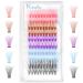 KISSBUTY Colored Lash Clusters 14 mm Individual Lashes DIY Eyelash Extensions With 5 Colors Eye Lashes Premade Fans Mixed Colors False Eyelash Extensions