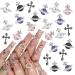 50 PCS Planet Nail Charms and Gems& 3D Shiny Diamond Saturn Shape Nail Art Rhinestones Cross Nail Charms (Pink Purple Black Galaxy) for Women Nail Decorations
