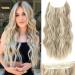 Rosooi 20 Inch Invisible Wire Hair Extensions with Adjustable Transparent Wire Synthetic Long Wavy Hairpieces with 4 Secure Clips in Hair Extensions for Women Daily Party Use (20 Inch  Light Brown mix Bleach Blonde) 20 I...