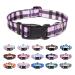Suredoo dog collar adjustable soft & comfort nylon dog collar for small medium-sized dog puppies (s purple checkered) S (neck circumference 25-40 cm width 1.5 cm) purple checkered