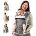 Baby Carrier with Hip Seat besery Baby Carrier Wrap with Head Support Travel Essentials for Flying Baby Holder Toddler Carrier Backpack Hipseat Harness for Carrying Infant Mens Chest Carrier Dark Gray