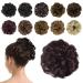 BARSDAR Hair Bun Extensions Hairpiece Hair Rubber Scrunchies for Women Ponytail Extensions Updo Curly Messy Bun - 99J Black & Burgundy 40g 99J - Black & Burgundy