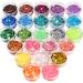 24 Boxes Holographic Chunky Glitter, FANDAMEI 24 Colors 5g Nail Art Glitter, Glitter Flakes for Body, Face, Festival Makeup. Chunky Glitter Sequins for Halloween. Graft Glitter for Arts, Decoration.