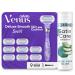 Gillette satin care intimate care razor gel women (200 ml) avocado twist and venus deluxe smooth swirl razor women women's razor + 9 razor blades with 5-fold blade gift for women
