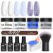 Dip Powder Nail Kit Starter 4 Colors Stay Navy Blue Dipping Powder Liquid Set With Base Activator Top Coat Brush Saver for Nail Dip Art Diy Kit at Home Blue Series