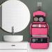 Cooja Hanging Toiletry Bag for Women with Hook & Handle - 1 Makeup Toilet Bag + 2 Drawstring Bags, Rose Red - Buy Online on GoSupps.com