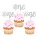 Ercadio 24 Pack Snowflake One Cupcake Toppers Silver Glitter Winter Snowflake 1st Cupcake Toppers Snowflake One Cupcake Picks for Baby Shower Christmas Theme Party Cake Decor Supplies D-one Silver