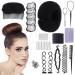 Beauty.H.C Hair Styling Set Braiding Tools for Hair Design Styling Include Hair Bun Maker Ponytail Tools Hair Ties Hair Pins Rollers (Black  13 Style)