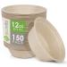 Ecovita 100% Compostable Paper Bowls 12 oz.  150 Disposable Bowls Eco Friendly Sturdy Tree Free Liquid and Heat Resistant Alternative to Plastic or Paper Bowls