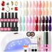 Gel Nail Polish Kit with U V Light 7ml Gel Polish Nail Kit Soak Off Base Coat and Top Coat Nail Polish Set Manicure Tools Nail Lamp Nail Gel Kit Gifts for Women SET E