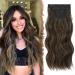 Feshfen clip in extensions 4PCs 50 cm hair extensions with clips synthetic corrugated hair exension chocolate brown mix blond wavy hair extensions clip in hair part for women 180g