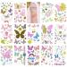 Fanoshon Kids Butterfly Tattoos Temporary for Girls 14 Sheets  Glow in the dark Small Butterfly Flower Birthday Party Favors Decorations  Children Face Fake Luminous Tattoos  Waterproof  Long Lasting