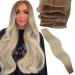 LAAVOO hair brown real hair for sewing ombre real hair extensions Tressen virgin balayage light brown platinum blonde extensions real hair for sewing 25gram #8/60 45cm virgin-25g 1.38 #8/60