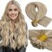 LAAVOO Bonding Extensions - Real Hair U Tips Hot Fusion 35cm Goldblond & Medium Blond Highlights - Keratin Bonded 1g/S 50g #16/22 - Buy Online on GoSupps.com