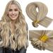 LAAVOO Extensions Real Hair Boning Blond Highlight Real Hair Extensions With Keratin Bondings Goldblond with Middle Blond Bonding Extensions Real Hair U Tips Hot Fusion 1g/S 50g 35cm #18/613 55 cm 1-25 U Tip #16/22