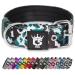 Tspro Tactical dog collar 3.8 cm wide dog collar military standard Strong dog collar thick dog collar dog collar with stable metal buckle (Camo Cyan-M) M-neck size (adjustable 44.5cm-52cm) camouflage pattern cyan